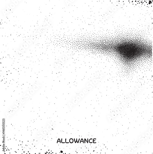 A dense scattering of black dots forms a central void against a white background.
