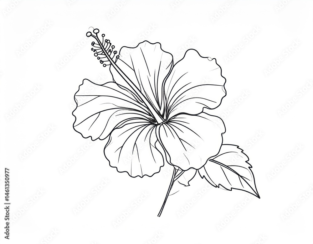 Fototapeta premium Line Art Elegance A Minimalist Hibiscus Drawing