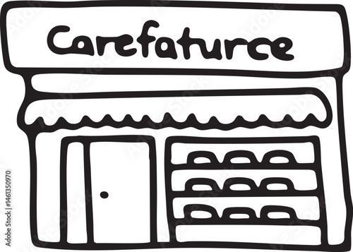A simple black and white of a retail store.