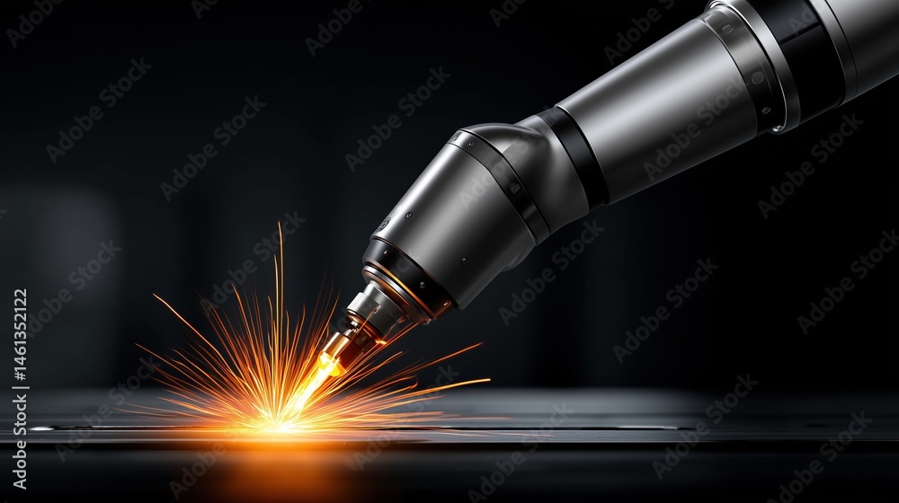 © michnik101 - Close-up of robotic arm welding metal with bright sparks, representing automation and high-tech production © michnik101 - Close-up of robotic arm welding metal with bright sparks, representing automation and high-tech production