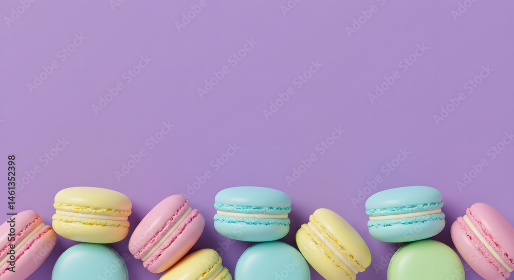 Fototapeta premium Macarons on Purple Background