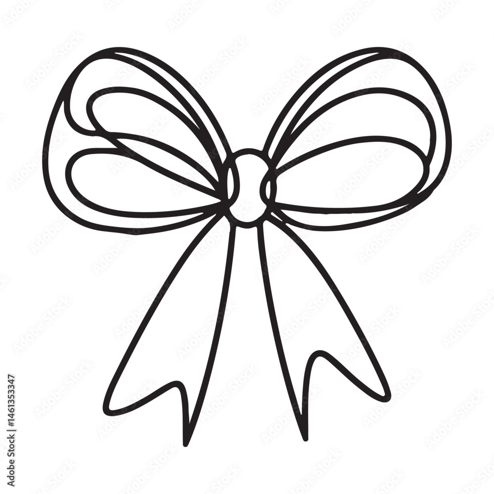 Simple Bow Single Line Art Vector for Festive Decoration and Design Simple Bow Single Line Art Vector for Festive Decoration and Design