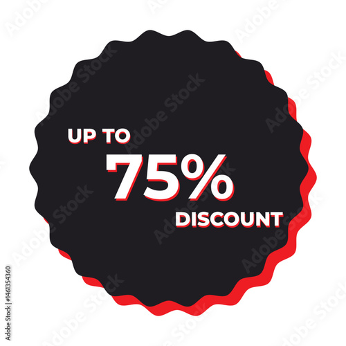 Red Starburst 75% Discount Badge  Marketing Vector
