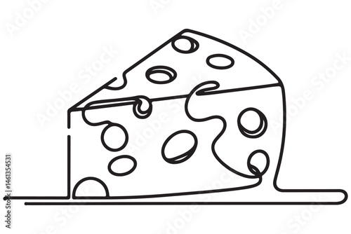 Swiss Cheese Slice Illustration with Holes Vector Graphic