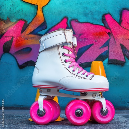 Retro Roller Skates Scuffed White Leather