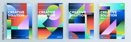 Modern abstract covers set, minimal covers design. Colorful geometric background, vector illustration.