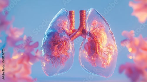 Fototapeta Naklejka Na Ścianę i Meble -  Abstract Lungs with red human bronchial tree structure. Lungs anatomy,left and right bronchus, bronchioles,Medicine cure tuberculosis, pneumonia, asthma. Abstract health care medical concept.