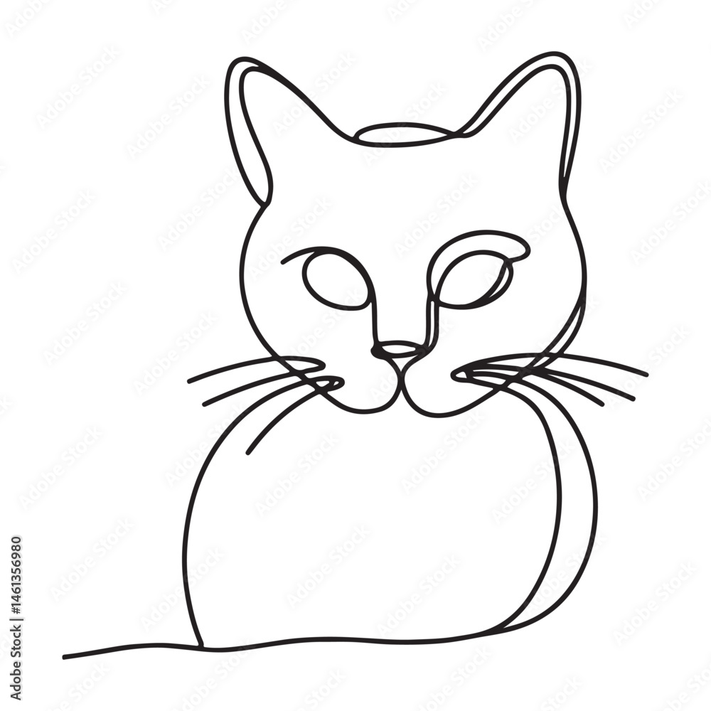 Obraz premium Elegant cat continuous line drawing for pet lovers and minimalist art