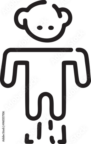 A stylized black silhouette of a child figure with simple facial features.