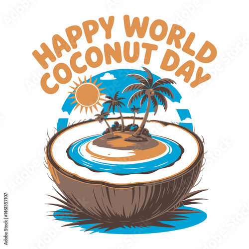 Celebrate happy world coconut day with an island oasis inside of a fresh coconut