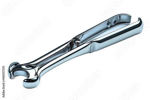 Shiny eyelash curler tool cut out, essential item for cosmetic packaging and beauty product promotions, intricate detail.