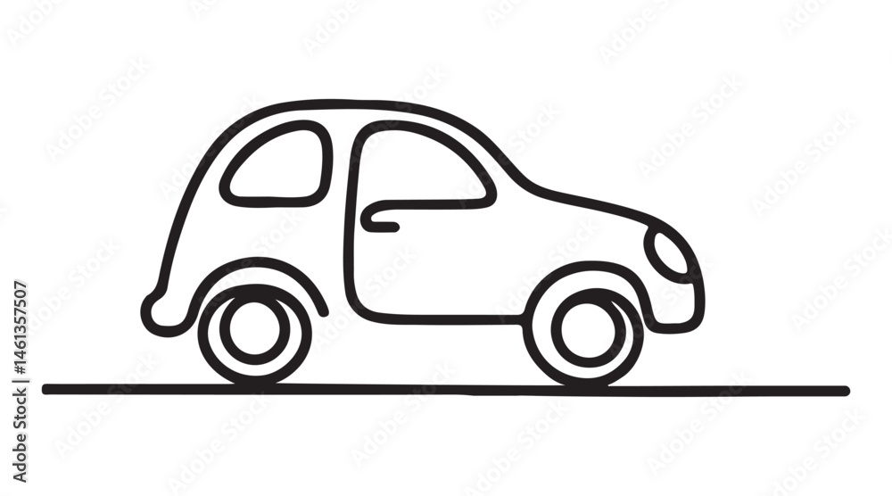 Fototapeta premium Simple Continuous Line Drawing of a Car Vector Illustration