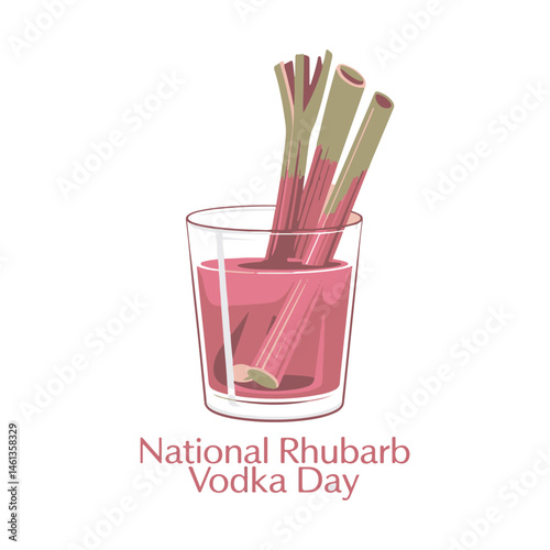 Illustration of a rhubarb vodka cocktail in a glass perfect for national rhubarb day celebrations