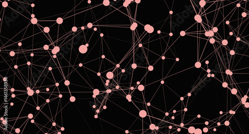 Abstract Network Connection with Pink Nodes on a Black Background
