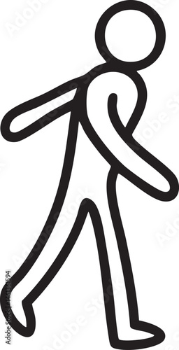 A single figure walks forward in a dynamic pose.