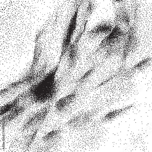 Dense black dots create a textured abstract representation of fabric.