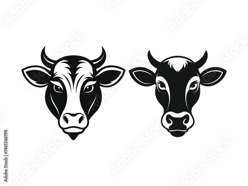 silhouette cow head logo monochrome clip art flag .eps