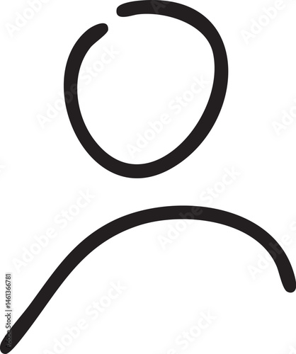 A simple stick figure bends forward in a contemplative pose.