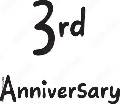 A white background displays the '3rd Anniversary' in a handwritten style.
