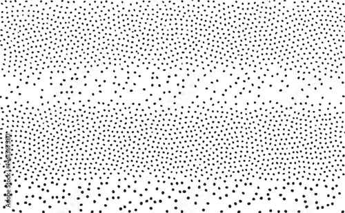 A continuous dense of black dots spreads across a white background.