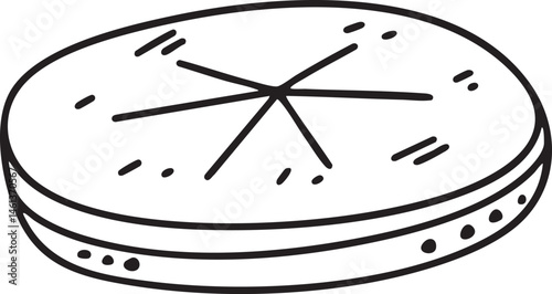 A circular wooden disc with radiating lines and small perforations.