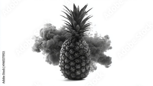 Obraz na płótnie Artistic Pineapple with Smoke Surrounding It in Black and White w salonie