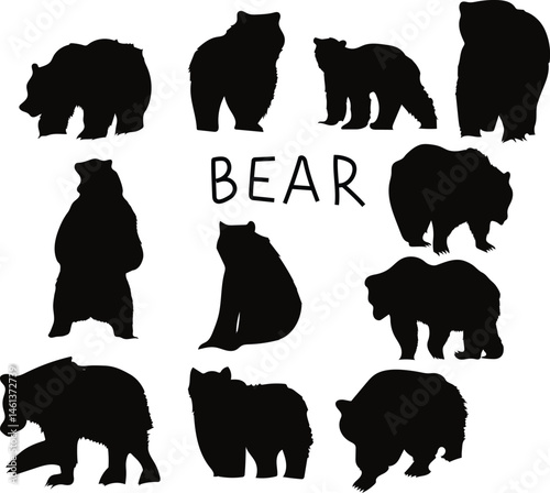 animals silhouettes vector Bear silhouette