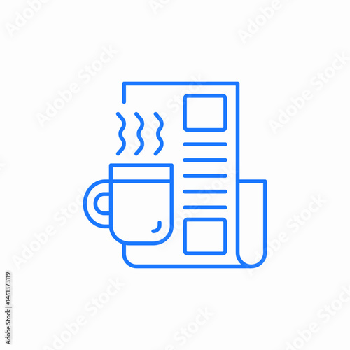 morning coffee newspaper icon sign vector