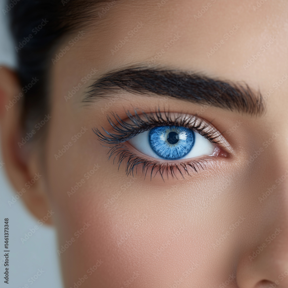 Obraz premium A woman with long eyelashes and blue eyes