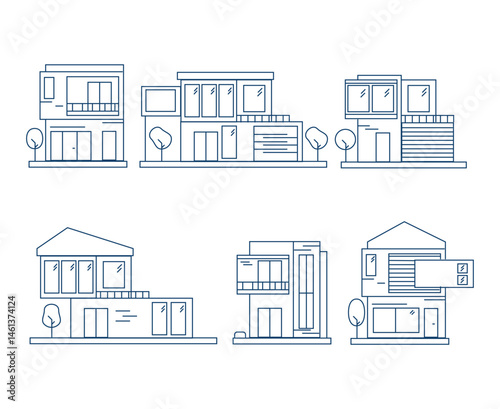 House Line Icon Vector / Home icon / Building houses - Vector thin line icon. Set of Modern and Classic House Icons in Line Art Style.  House icon.