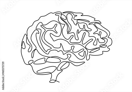 Human brain continuous one line drawing concept of Hand drawn minimalism style. brain line art vector illustration. Editable stroke.