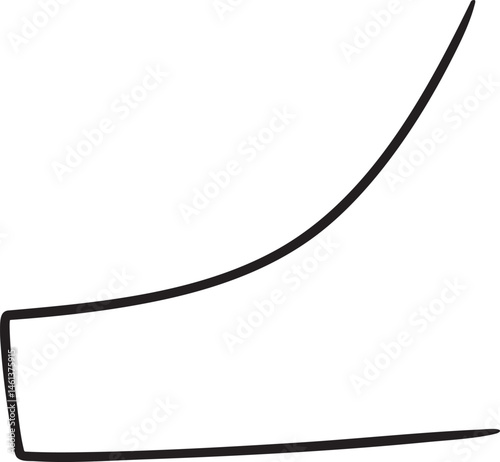 A simple curved gracefully arcs upwards against a white background.