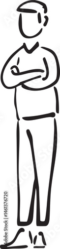 A person stands confidently with arms crossed gazing forward.