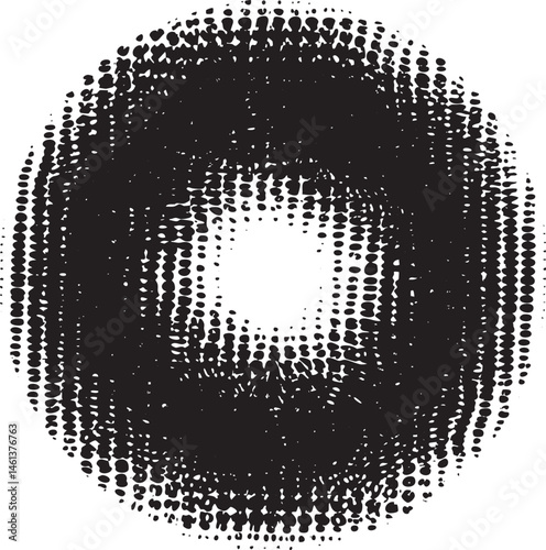 A densely dotted circular radiates outward from a central white space.