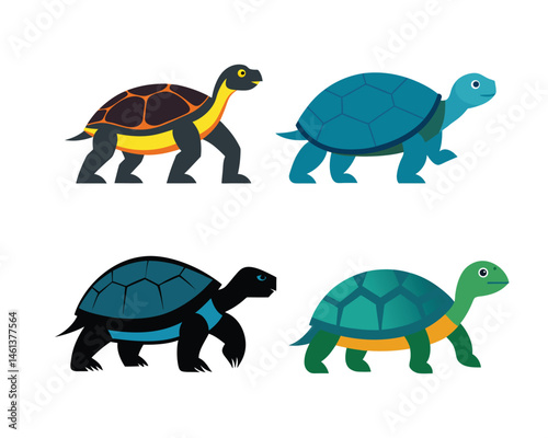 turtle walking silhouette flat vector.eps