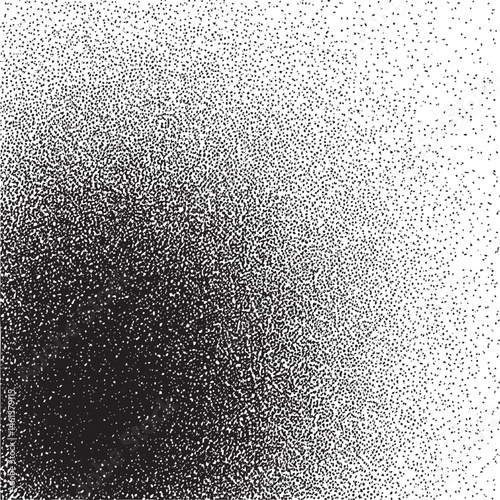 A grayscale gradient transitions from black to white creating a textured of densely packed dots.
