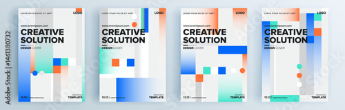 Modern abstract covers set, minimal covers design. Colorful geometric background, vector illustration.