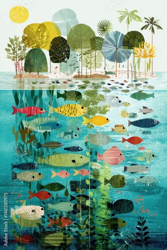 Vibrant Underwater Scene with Diverse Marine Life - World Oceans Day