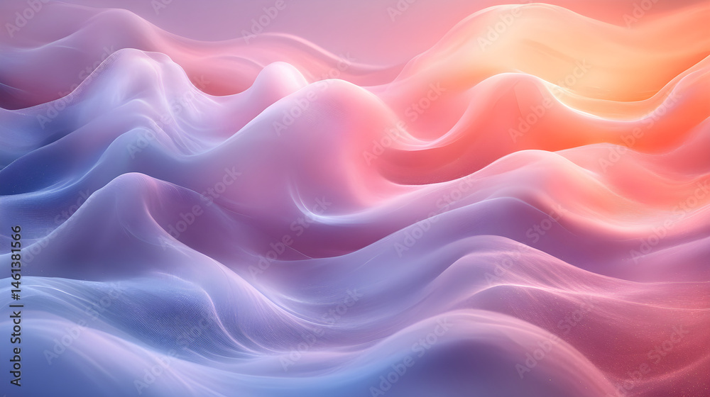 Fototapeta premium Delicate soft white waves blending with gentle pastel gradients