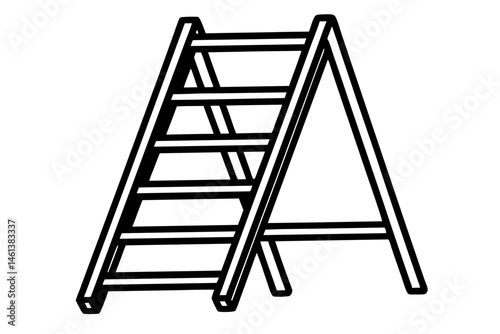 folding ladder  silhouette vector illustration white background