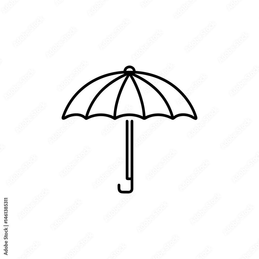 Obraz premium Black line umbrella illustration on white background