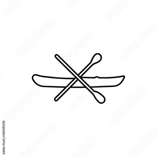 Crossed kayak and paddles in minimalist style
