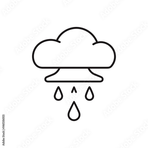 Cloud with rain droplets in minimalistic style