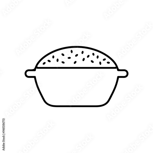 Cooking pot filled with rice
