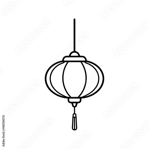Chinese lantern hanging against a white background