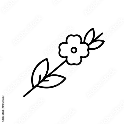 Single flower illustration with leaves