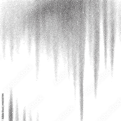 A dense of small black dots descends vertically against a white background.