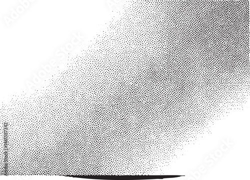 A dense scattering of tiny dots forms a flowing textured gradient across a white background.