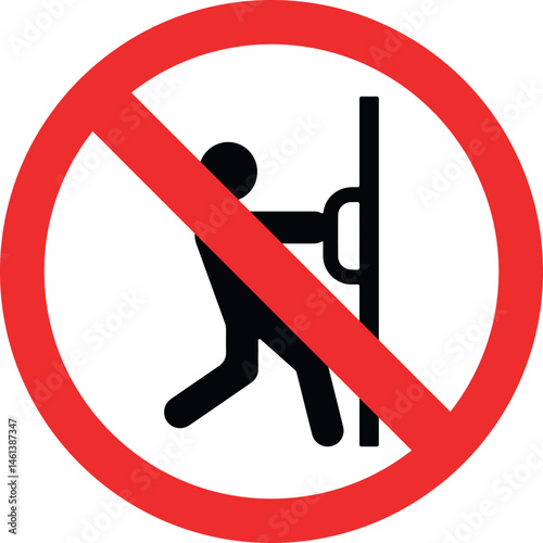 no pulling door sign
