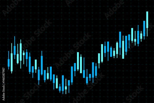 Stock Market Background with Blue Trading Graph. Finance Banner. Business Wallpaper. Vector Illustration